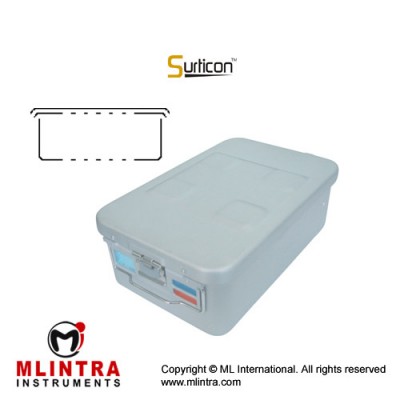 Surticon™ Sterile Container 3/4 Basic Safe Model Blue Perforated Lid and Bottom Stainless Steel - Aluminium, Size 465 x 280 x 100 mm